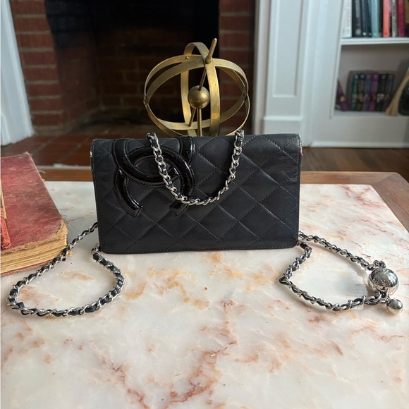Chanel Cambon Ligne Calfskin Bifold Wallet with ChainWOC